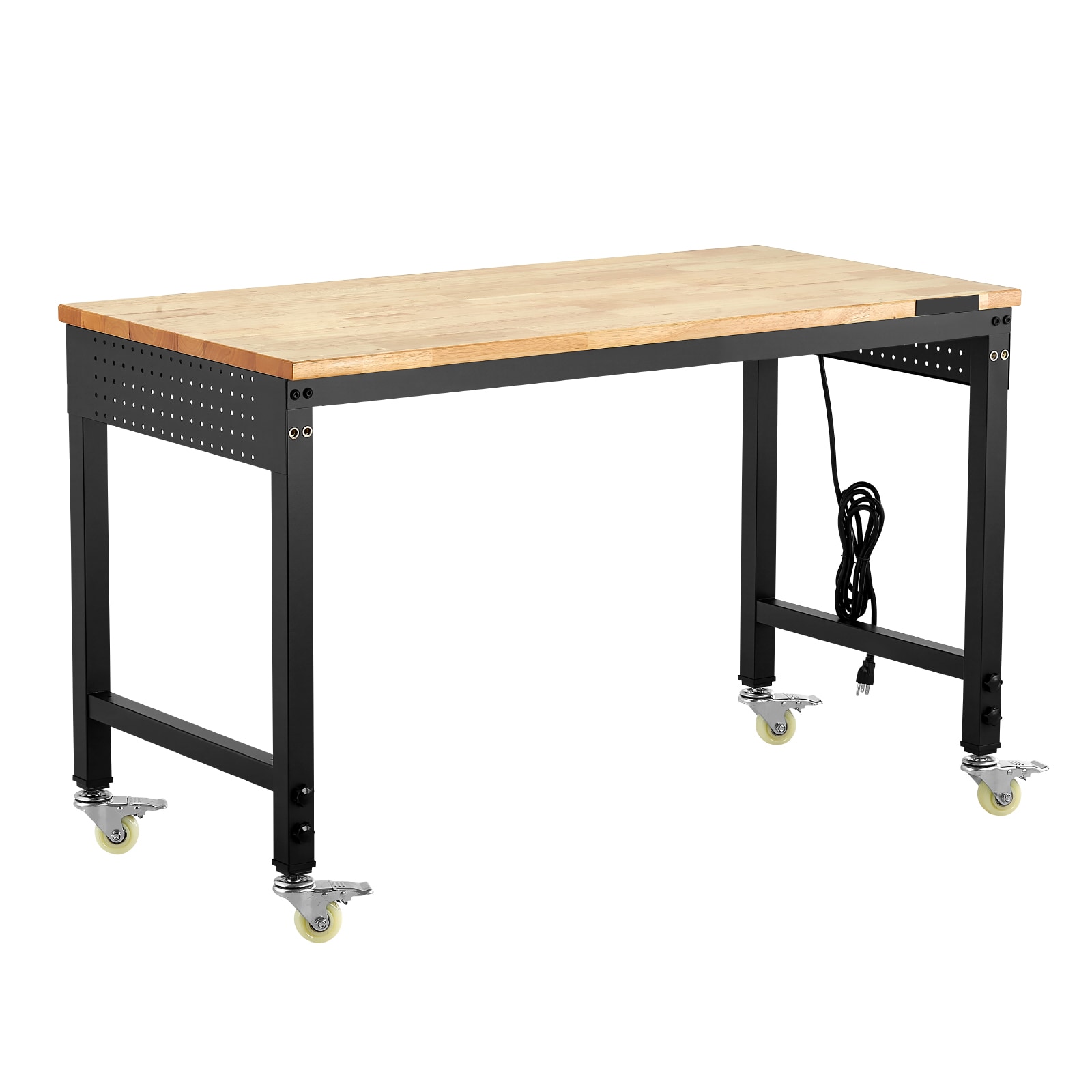 48" Workbench On Wheels Adjustable Height Table With Power Outlet & Pegboard_voghion.com